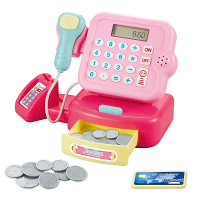 Kids Play House Cash Register Toy with Money and Scanner - Simulation Pretend Play Set
