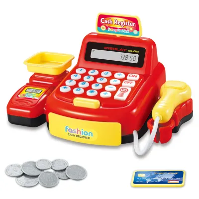 Kids Play House Cash Register Toy with Money and Scanner - Simulation Pretend Play Set
