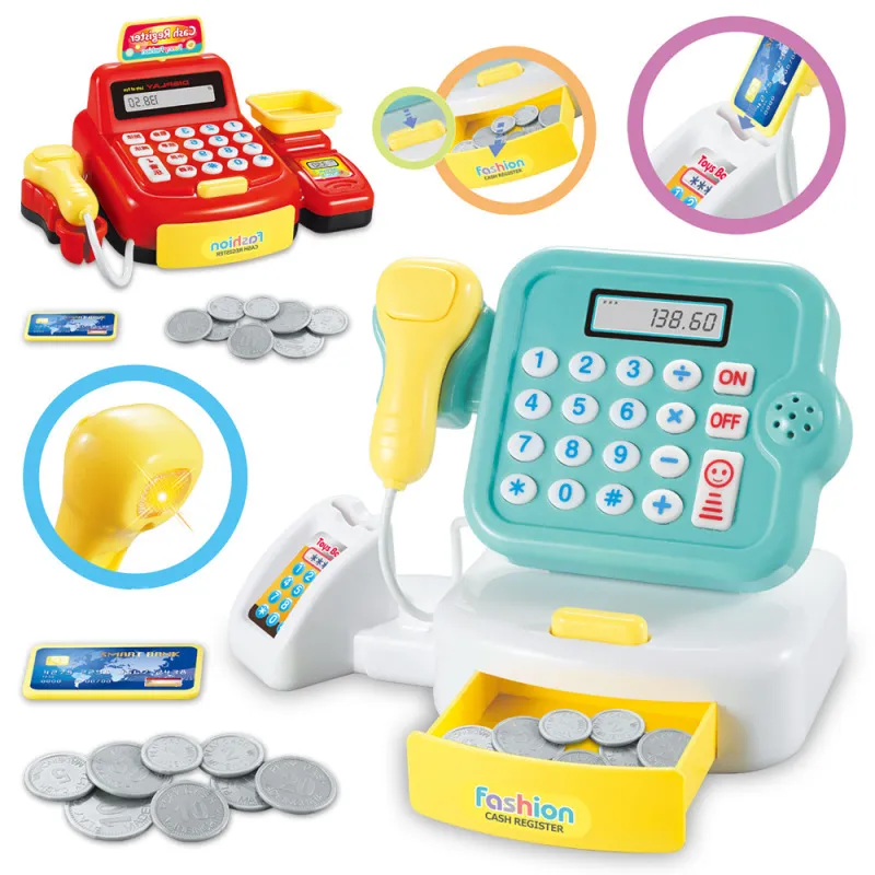 Kids Play House Cash Register Toy with Money and Scanner - Simulation Pretend Play Set