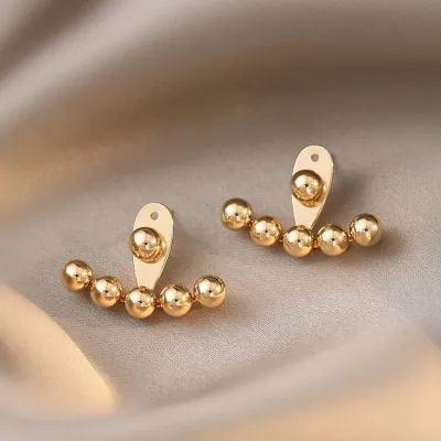 Simple Geometric Bead Design Alloy Stud Earrings