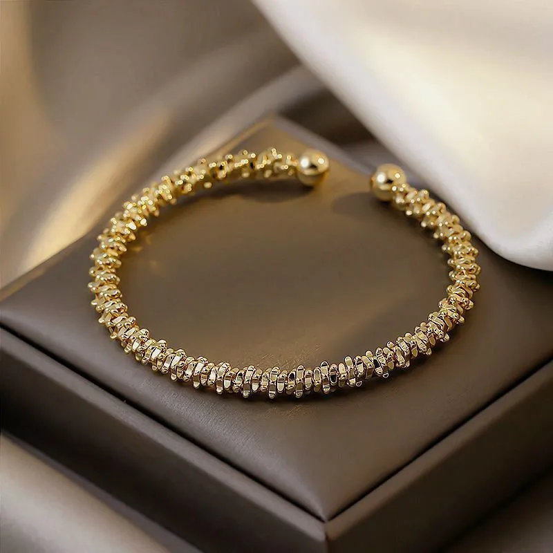 Vintage Women's Irregular Twist Design Diamond Alloy Bracelet