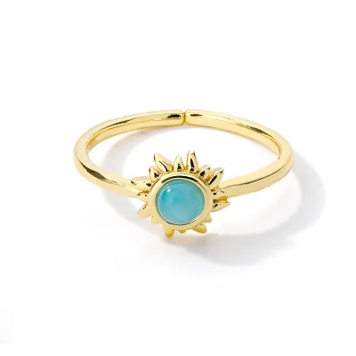 Creative Sun Shape Opal Decorated Alloy Brass Copper Women's Ring