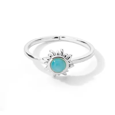 Creative Sun Shape Opal Decorated Alloy Brass Copper Women's Ring