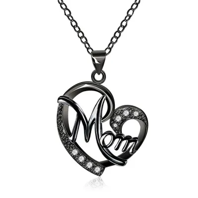 Mother Day Creative Heart Pendant Letter Design Stainless Steel Necklace