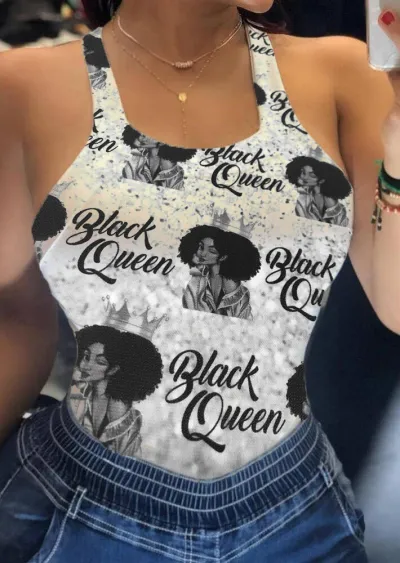 Women Edgy Sexy Graphic Letter Print Sleeveless Tank Top