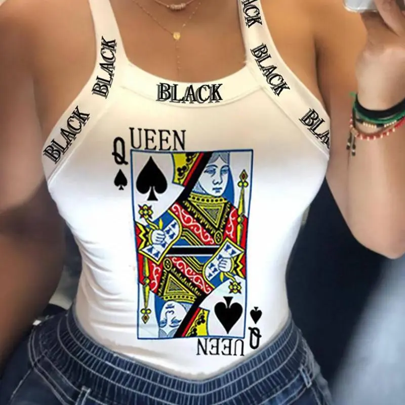 Women Edgy Sexy Graphic Letter Print Sleeveless Tank Top