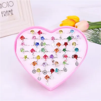 Girls Cartoon Imitation Diamond Crystal Princess Jewelry Toys Set