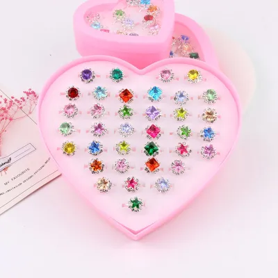 Girls Cartoon Imitation Diamond Crystal Princess Jewelry Toys Set