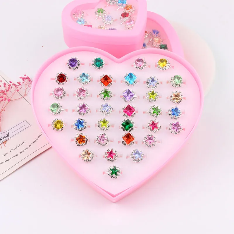 Girls Cartoon Imitation Diamond Crystal Princess Jewelry Toys Set
