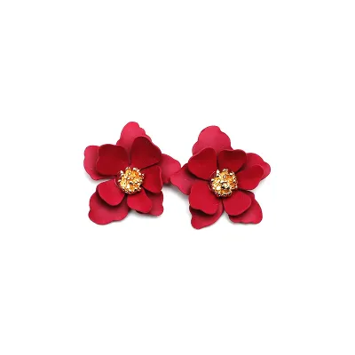Creative Multilayer Flower Shape Design Alloy Stud Earrings