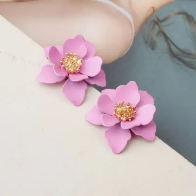 Creative Multilayer Flower Shape Design Alloy Stud Earrings