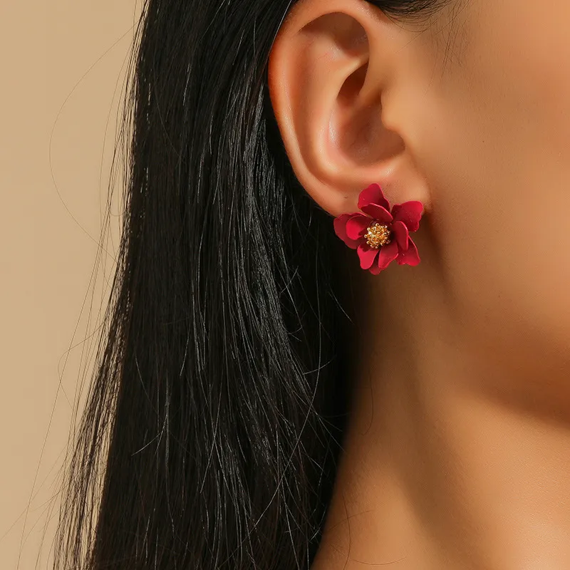 Creative Multilayer Flower Shape Design Alloy Stud Earrings