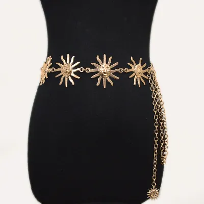 Women Unique Smiley Sun Decoration All-match Metal Belt
