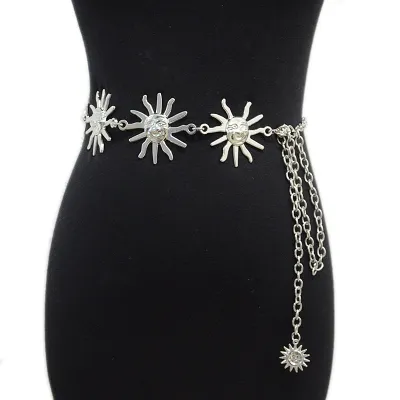 Women Unique Smiley Sun Decoration All-match Metal Belt