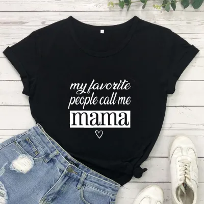 Women Casual Round Neck Short Sleeve Slogan Letter Printed Cotton T-shirt