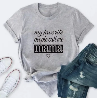 Women Casual Round Neck Short Sleeve Slogan Letter Printed Cotton T-shirt
