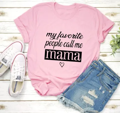 Women Casual Round Neck Short Sleeve Slogan Letter Printed Cotton T-shirt