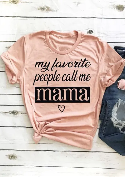 Women Casual Round Neck Short Sleeve Slogan Letter Printed Cotton T-shirt