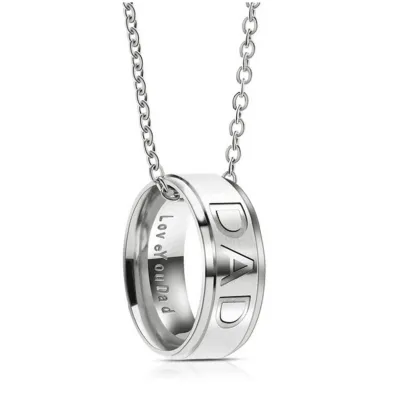 Titanium Steel Simple Letter Engraving Necklace for Father Day Mother Day