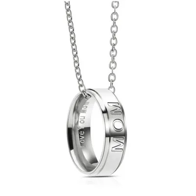 Titanium Steel Simple Letter Engraving Necklace for Father Day Mother Day
