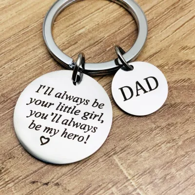 Father's Day Simple Phrase Design Stainless Steel Keychain
