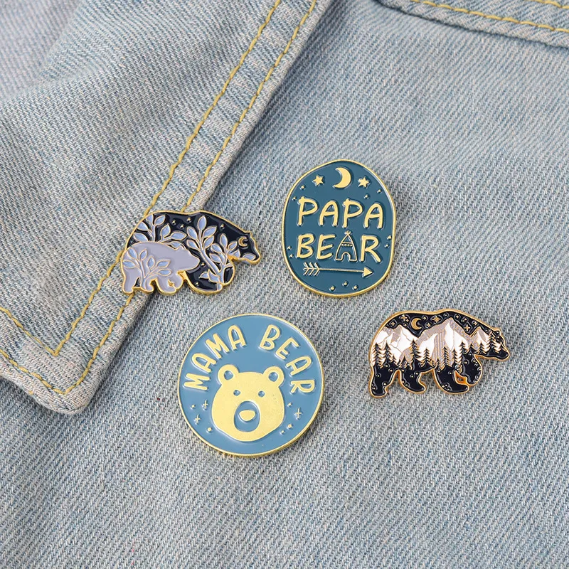 Cartoon Bear Shape Letter Pattern Enamel Alloy Brooch Pin