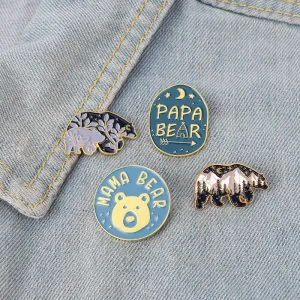 Cartoon Bear Shape Letter Pattern Enamel Alloy Brooch Pin