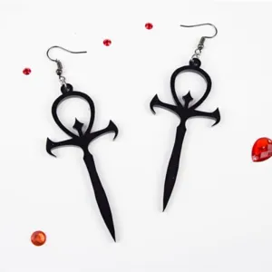 Gothic Vintage Cross Pendant Hollow Design Alloy Earrings