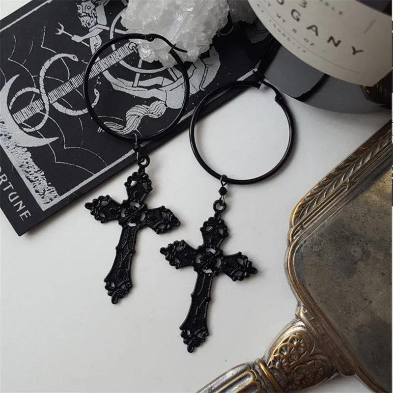 Easter Vintage Cross Pendant Hollow Design Alloy Unisex Earrings