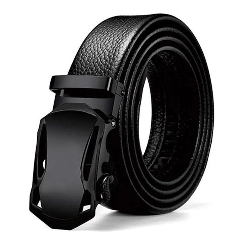 Men Business Solid Color All-match PU Automatic Buckle Belt