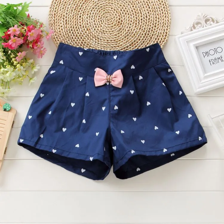 Girls Basic Bow Heart Polka Dot All Over Print Shorts for Baby Girls 0-3T
