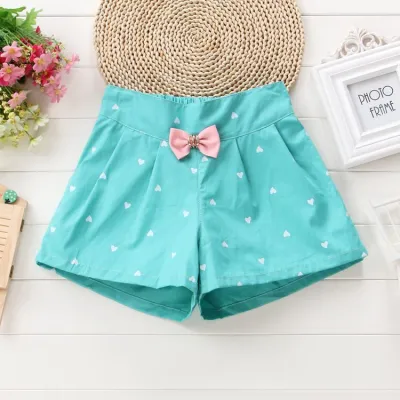 Girls Basic Bow Heart Polka Dot All Over Print Shorts for Baby Girls 0-3T