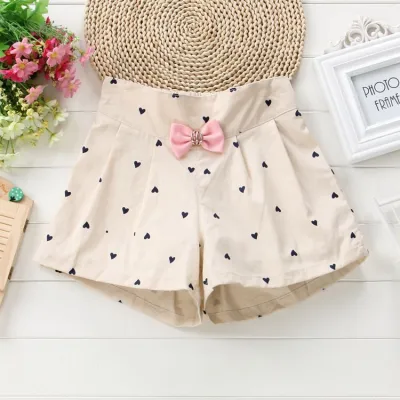 Girls Basic Bow Heart Polka Dot All Over Print Shorts for Baby Girls 0-3T