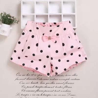 Girls Basic Bow Heart Polka Dot All Over Print Shorts for Baby Girls 0-3T