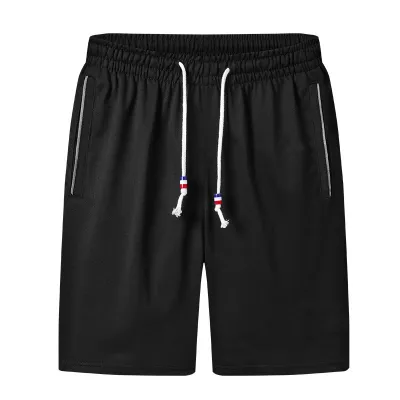 Men Plus Size Casual Drawstring Waist High Waist Solid Color Loose Shorts