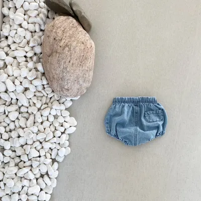 Baby Basic Solid Color Small Pocket Design Shorts