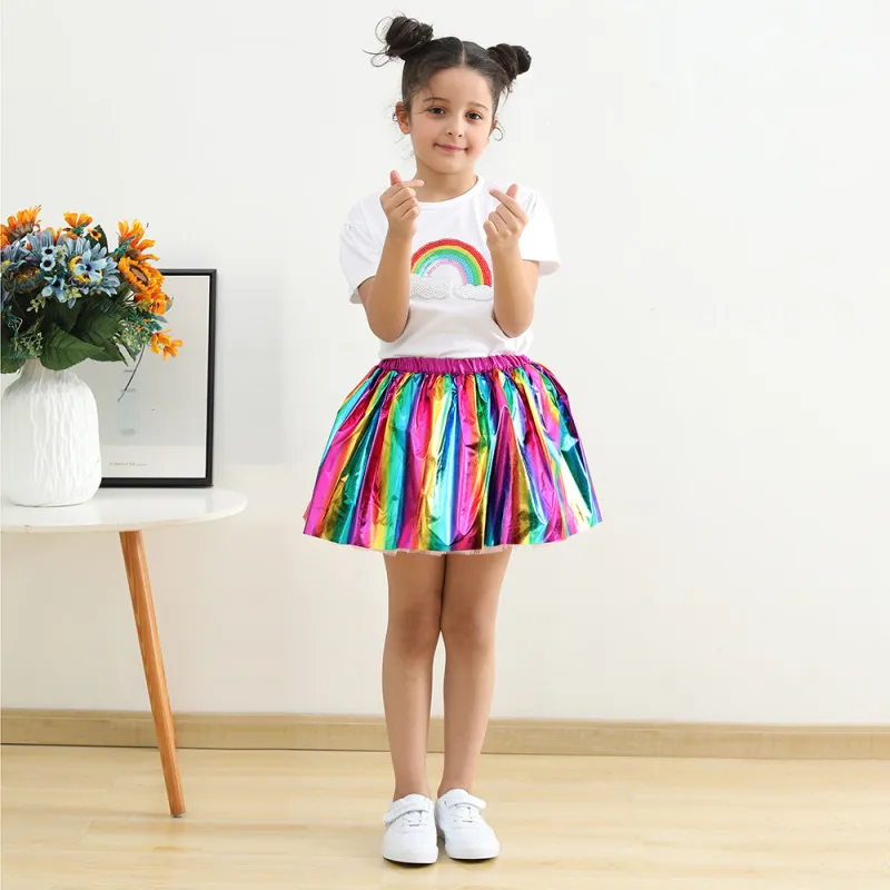 Girls Hot Stamping Lining Mesh Rainbow Princess Skirt (0-3T)
