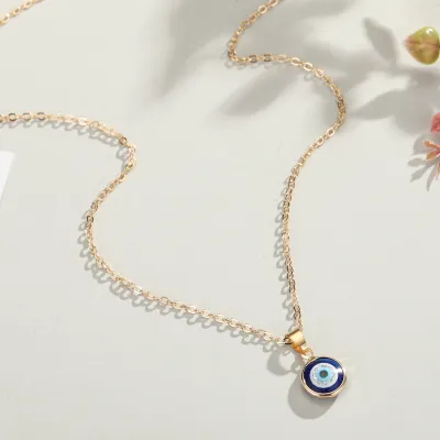 Simple Evil Eye Pendant Alloy Necklace for Unisex