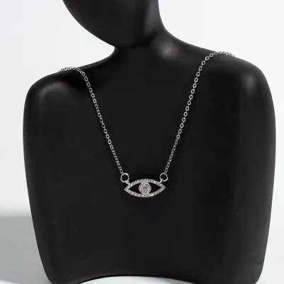 Creative Geometric Evil Eye Rhinestone Alloy Necklace