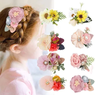 Girls Simple Simulation Flower Pearl Decor Hairpin