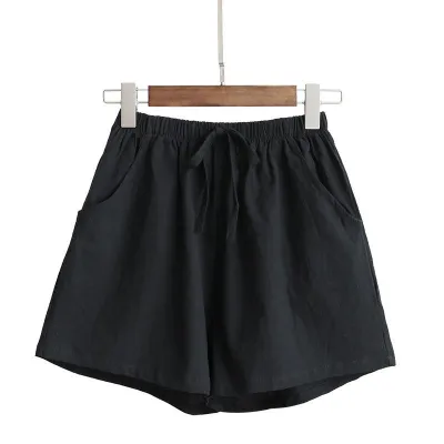 Women Casual Loose High Waist Solid Color Wide-Leg Shorts