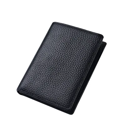 Men Short Genuine Leather Vertical Wallet Driver License Holder Bag