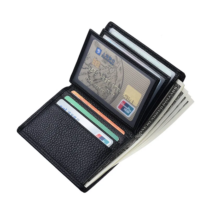 Men Short Genuine Leather Vertical Wallet Driver License Holder Bag