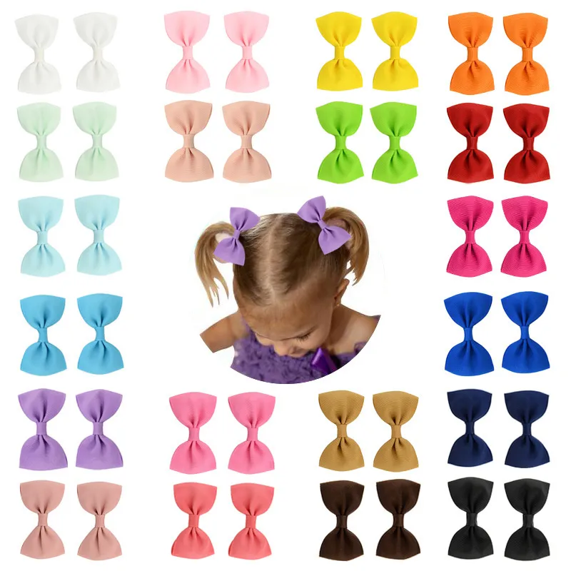 Girls Basic Solid Color Plaid Bow Hairpin Duckbill Clip - 7cm