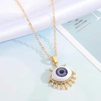 Unique Exaggerated Evil Eye Pendant Alloy Necklace