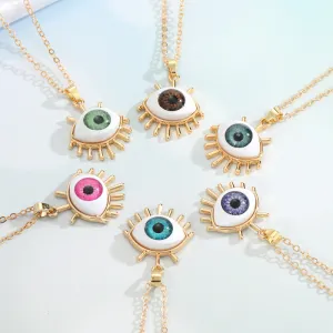 Unique Exaggerated Evil Eye Pendant Alloy Necklace