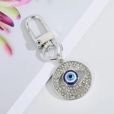 Creative Geometric Evil Eye Pendant Design Rhinestone Enamel Alloy Key Chain