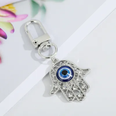 Creative Geometric Evil Eye Pendant Design Rhinestone Enamel Alloy Key Chain