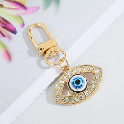 Creative Geometric Evil Eye Pendant Design Rhinestone Enamel Alloy Key Chain