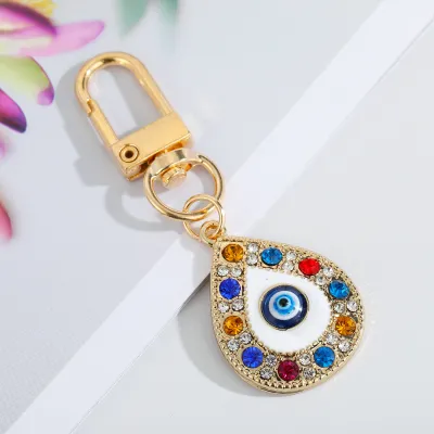 Creative Geometric Evil Eye Pendant Design Rhinestone Enamel Alloy Key Chain